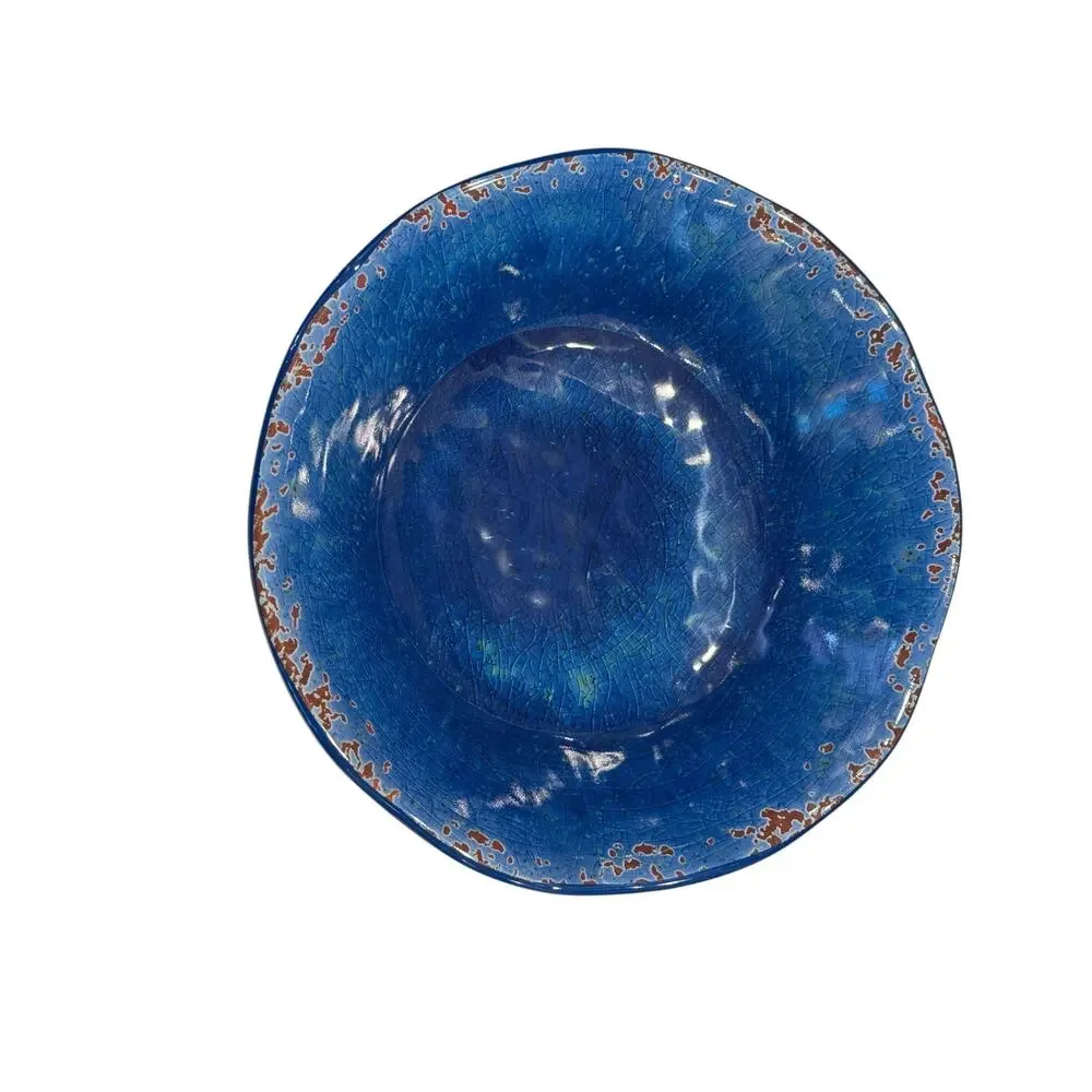 Set of 4 Pier 1 Carmelo Blue Rustic Crackle Melamine 7" Bowls - Picture 2 of 4
